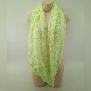 Vintage Lace Lime Neon Floral Infinity Neck Scarf